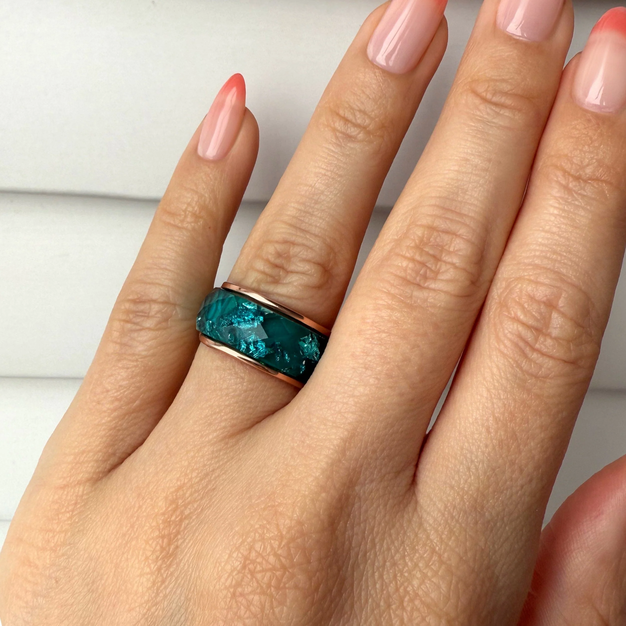 2-in-1 Resin Ring - Ocean Blue - Image 4