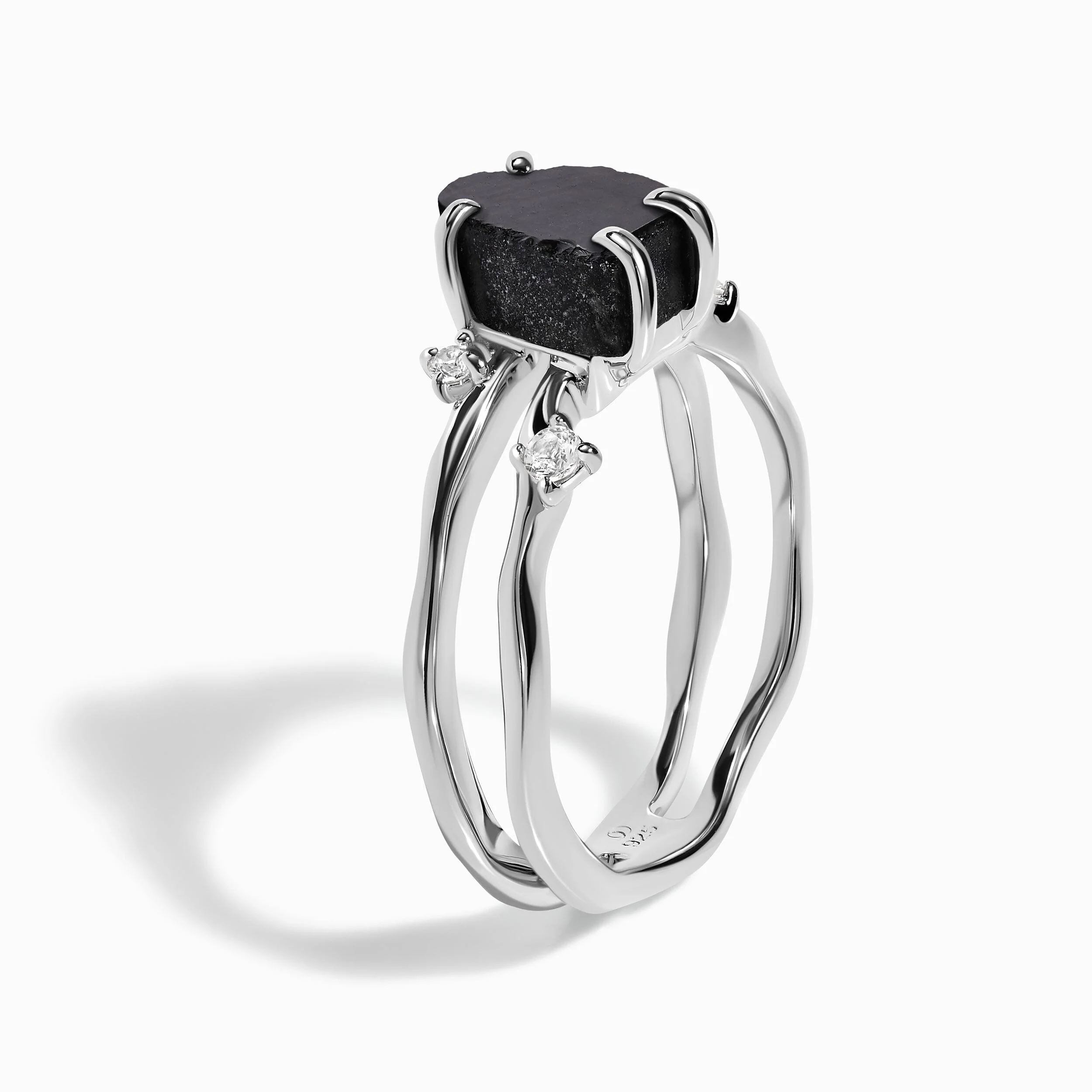Black Obsidian Flow Ring & Black Onyx Stardust Band - Image 29