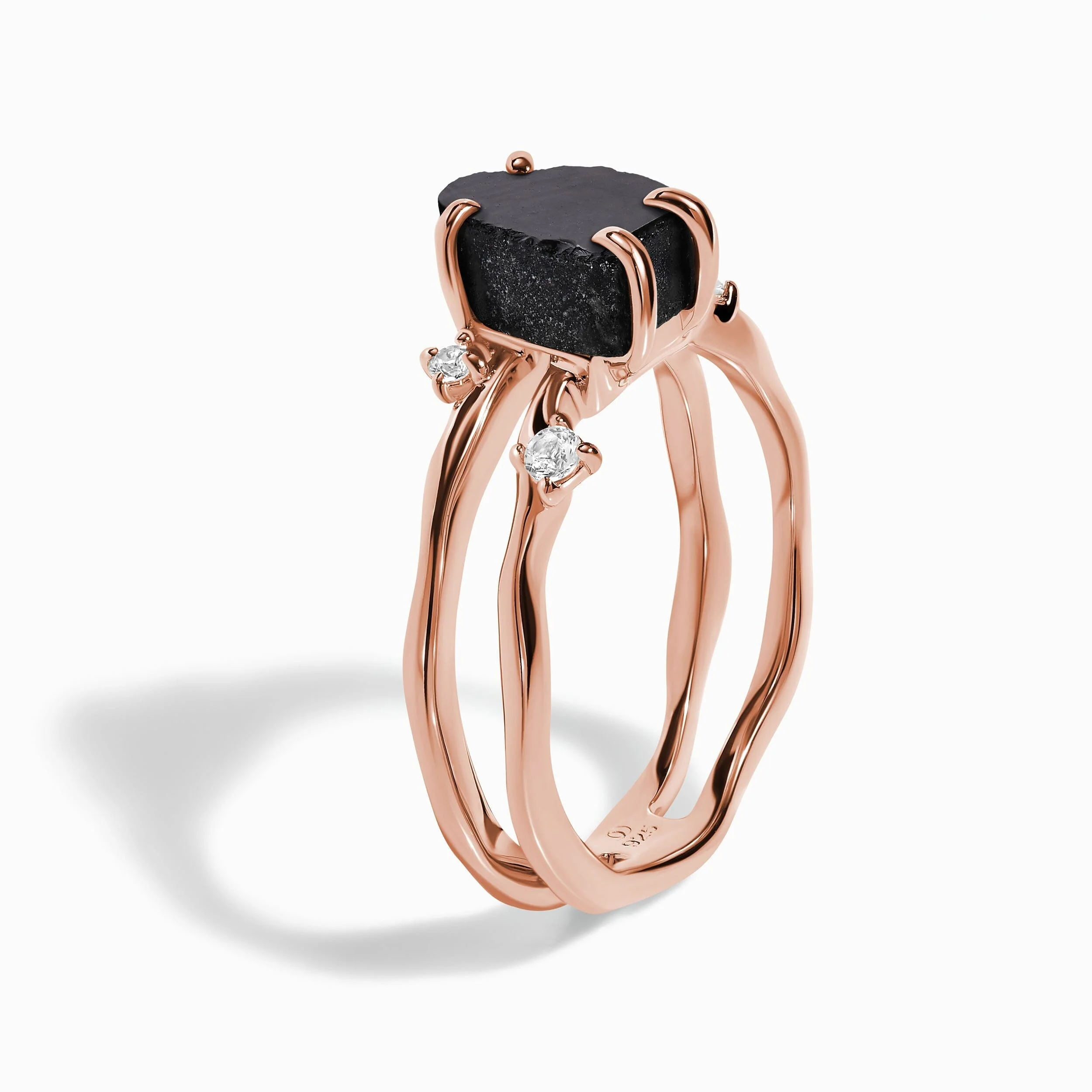Black Obsidian Flow Ring & Black Onyx Stardust Band - Image 33