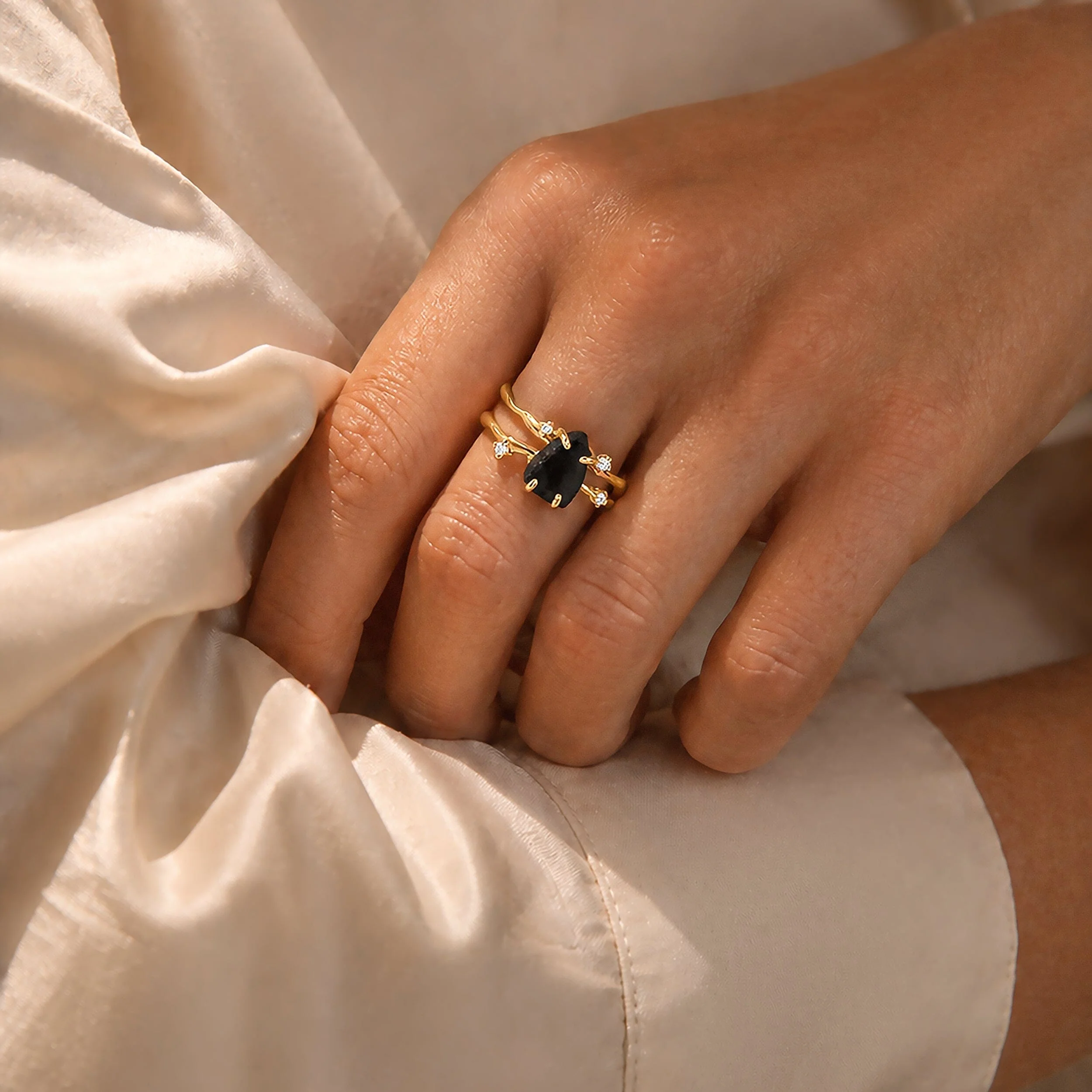 Raw Crystal Ring - Flow Black Obsidian - Image 12